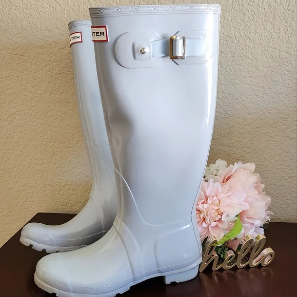 Light Blue Tall Hunter Rain Boots - Picture 4 of 5